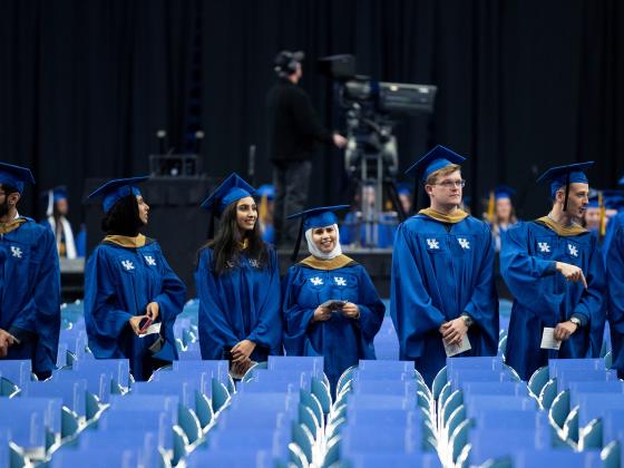 Students line up for graduation